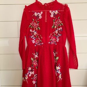 ASOS Special Edition Red Embroidered Midi Dress